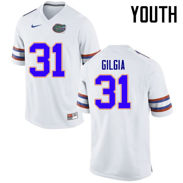 NCAA Florida Gators Anthony Gigla Youth #31 Nike White Stitched Authentic College Football Jersey FXR1464NT